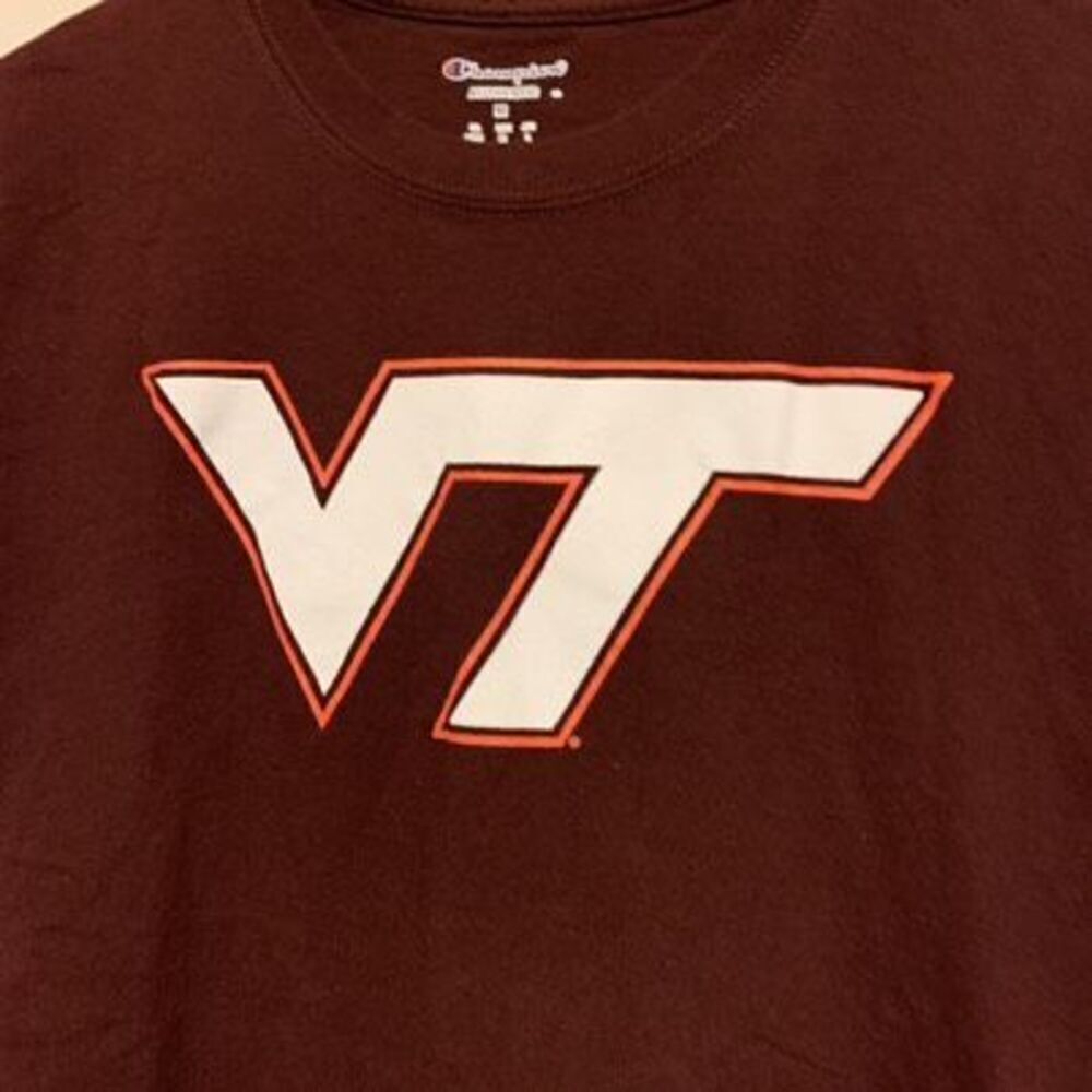 Virginia Tech Size Medium Burgundy Champion T-Shirt - Picture 2 of 4